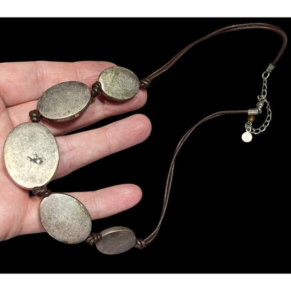 Vintage Axcess Liz Claiborne Bohemian Green Lava Print Cabochon Necklace - Picture 4 of 8